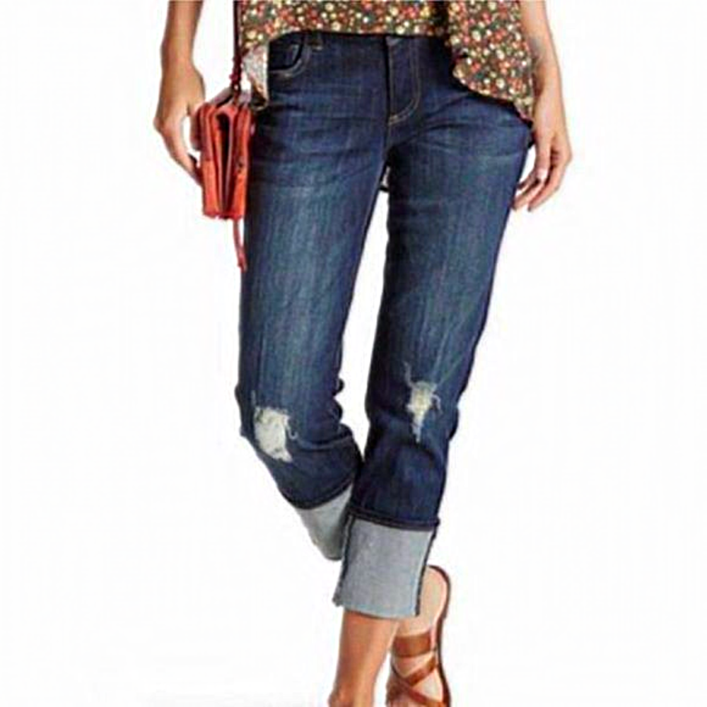 Kut from the Kloth Dark Blue Rolled Cuff Capris